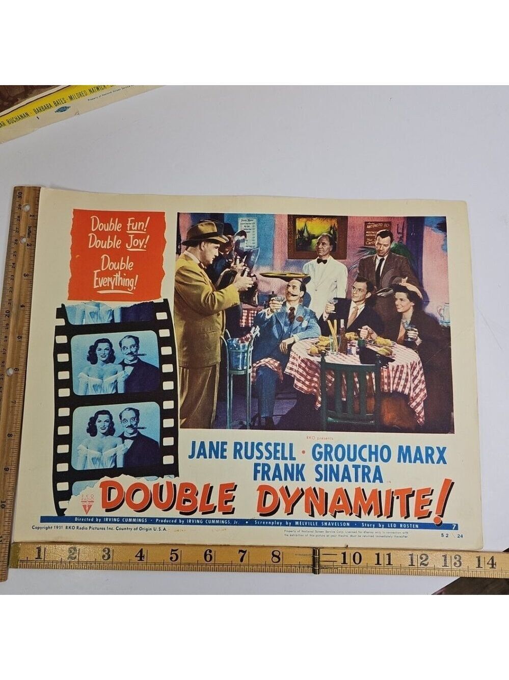 Original 1951 DOUBLE DYNAMITE Lobby Card 11x14 Frank Sinatra Groucho Marx...